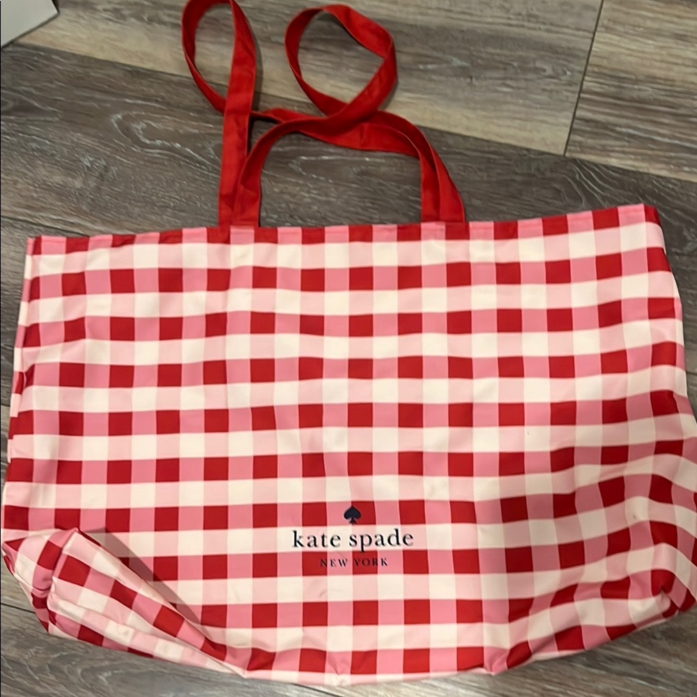 Kate Spade Red and White Gingham Tote